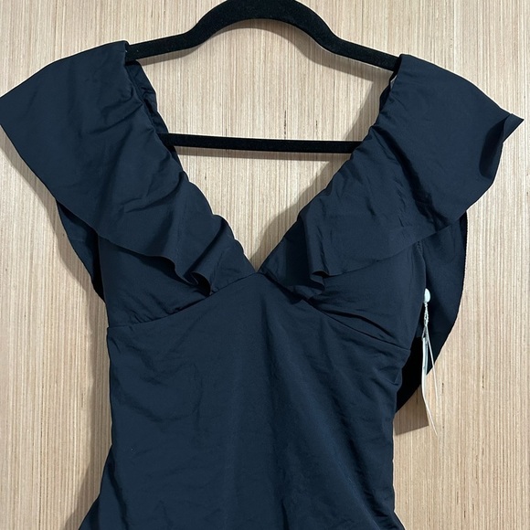 TRINA TURK Black Standard Monaco Ruffle One Piece Swimsuit, Size 6 (v) - Picture 3 of 9